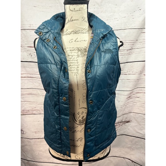 The North Face Jackets & Blazers - The North Face Teal Insulated Puffer Vest Women's XS Primaloft Collar Snap